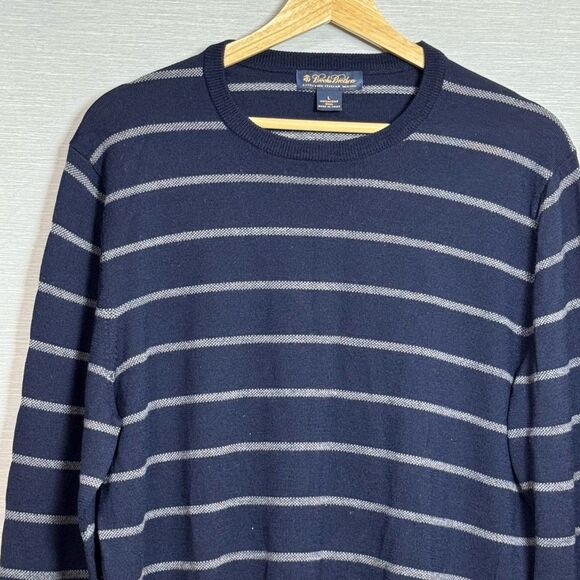 Brooks Brothers Mens Extra Fine Italian Merino Wool Sweater Size Large Stripes - Picture 3 of 6